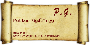 Petter György névjegykártya